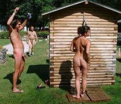coed communal shower - swing raw brill barbie