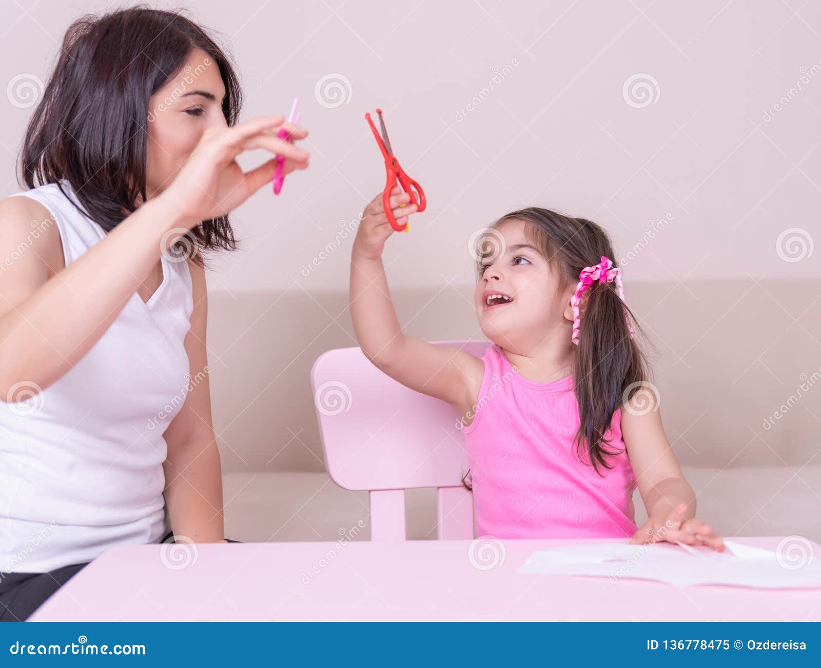 mother and daughter scissoring - teacher up skirt bra hides back fat